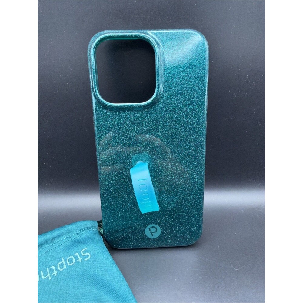 Loopy Fitted Green Glitter Case w/Gloss Finish for Apple iPhone 14 Pro Max
